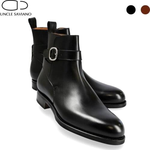 Uncle Saviano Winter Mens Boots Shoes Add Velvet Work Boots Fashion Designer Classic Simple Shoes Men Non-Slip Genuine Leather