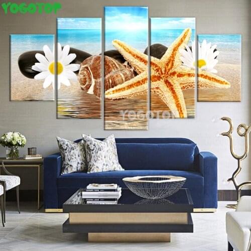 5 Pieces Sea Beach Shell diamond painting 5D diy cross stitch embroidery square round puzzle mosaic home decor ML1505
