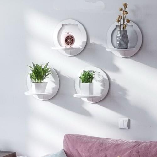 Wall Shelf Free Punching Wall-Mounted Tv Background Wall Hanger Bedroom Balcony Bedside Wall Creative Flower Pot Stand