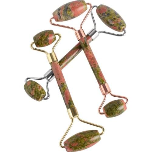 Natural Unakite Face Rollers Massage Stone Jade Skin Care Tools Crystal Face Massager For Women Jade Beauty Health Tools