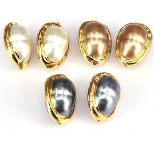 10Pcs New Drop Beads, Gold color Shell Pearl Spacer Beads,DIY Handmade Accessories