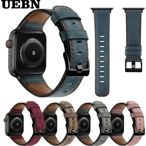 UEBN Retro style leather Wrist strap for Apple watch 38mm 42mm 40mm 44mm bracelet for Apple iWatch series 1 2 3 4 5 Watchband