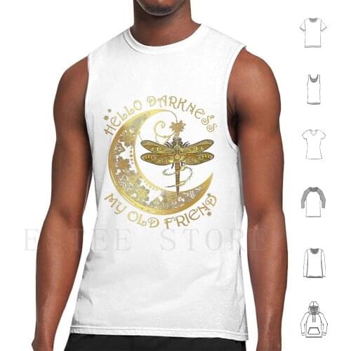 Crescent Moon Dragonfly Hello Darkness My Old Friend Shirt Tank Tops Vest Sleeveless Crescent Moon Dragonfly Hello Darkness