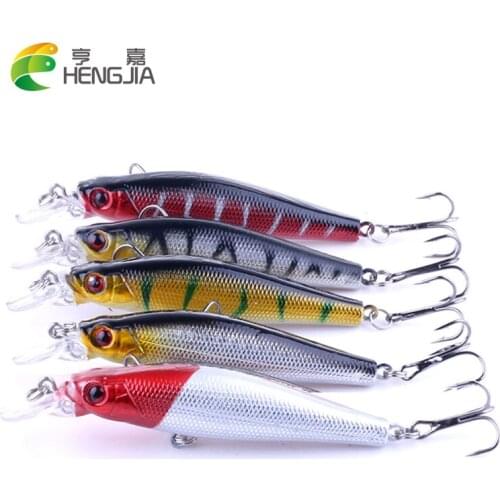 HENGJIA 5pcs Fishing Lure Minnow Wobblers Hard Bait carp Fishing Tackle 7.2G 9CM Isca Artificial Bait pesca Crankbait Swimbait