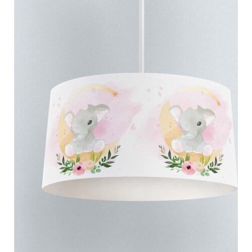 Lamp For Kids Bedrooms Light Chandelier for Living Room Childrens Room Powder Pink Elephant Flowers Pattern 245