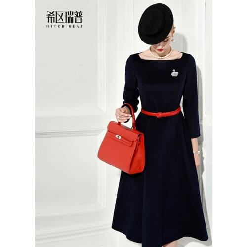 High End Hepburn Vintage Tweed Dress Noble Temperament Black Dinner Host Dress Autumn And Winter