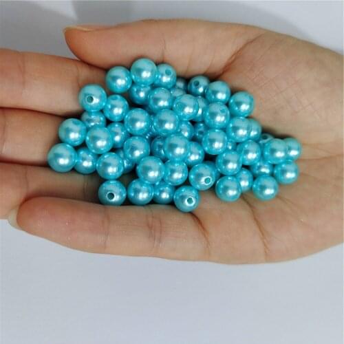 Lake Blue 3-12mm straight holes round imitation plastic pearl beads for jewelry accessories Beads & Jewelry Making