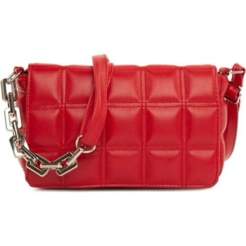 Womens Red Square Embroidered Chain Strap Hand And Shoulder Bag Gc003402