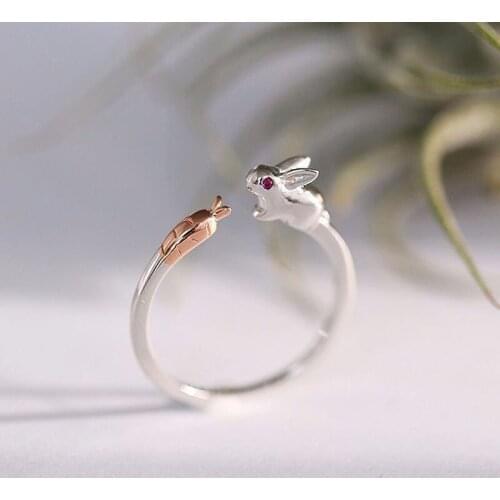 Sweet Cute Carrot Rabbit Opening Ring For Women Creative Exquisite Wedding Ring Accessories Fashion Party Jewelry Girl Gifts