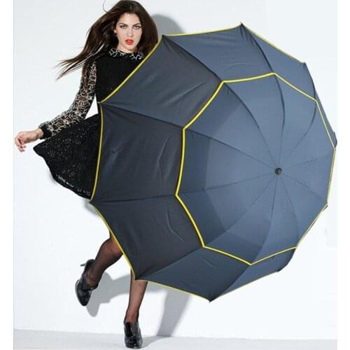 130CM Super Large Size Double Layer Golf Umbrellas Rain Women Folding Umbrella Men Business Parasol Sunny And Rainy Paraguas