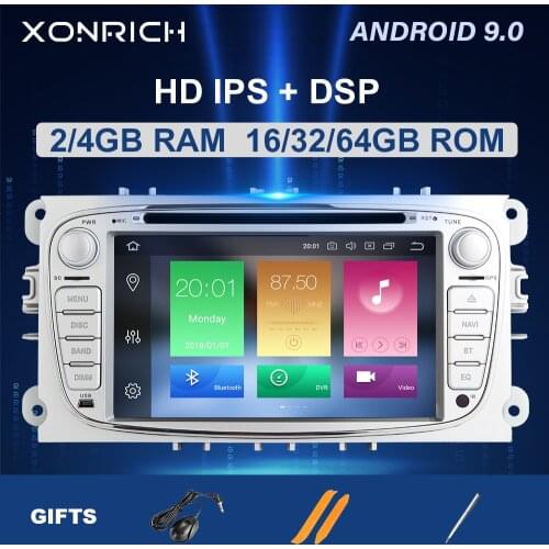 DSP 2 din Android 9 Car Radio Multimedia For Ford Focus 2 3 mk2 Mondeo 4 Kuga Fiesta Transit Connect S-MAXC-MAX IPS 8 Core4G 64G