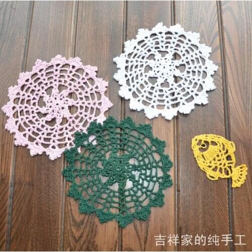 Free shipping 2015 new 20pic/lot lace fabric felt crochet doilies as novelty household cutout decoration cotton mat for home
