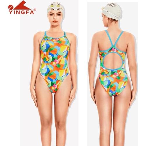 One Piece Swimsuit YINGFA 667 Swiming Competition Waterproof Chlorine Resistant PBT Material Women Swimwear