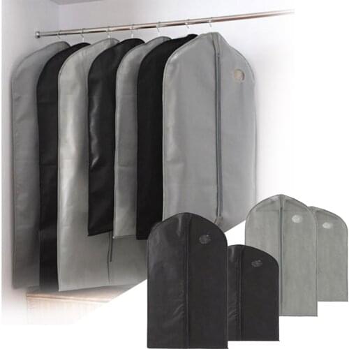 Non-woven Fabric Black Hanging Clothing Covers Garment Suit Dress Jacket Clothes Coat Dustproof Protector Bag Wardrobe Organizer