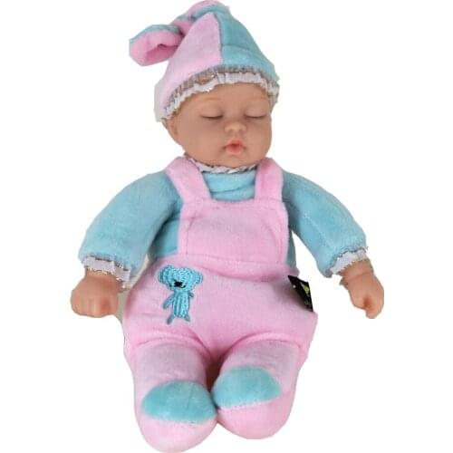 Children Plush Stuffed Toys sleep baby with blue clothes doll for Christmas Birthday Gift Baby Kid Toy
