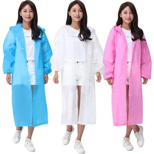 Environmental Women Raincoat Men Black Rain Clothes Cover Hooded Poncho Motorcycle Rainwear Adult Clear Portable Rain Jacket