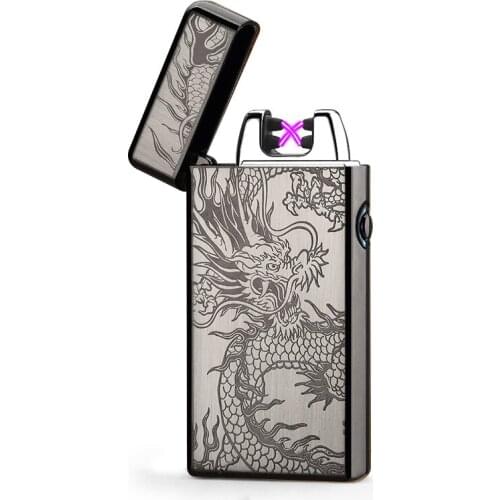 Double Arc Electric Lighter Zinc Alloy USB Rechargeable Windproof Torch Lighters Gadgets For Men Dropship Suppliers Men Gift