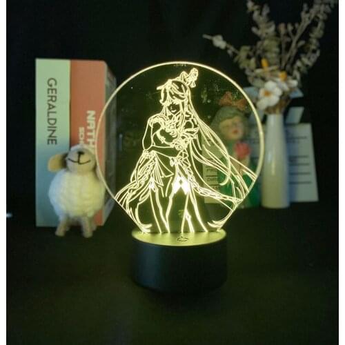 Genshin Impact Hot Game Character Ningguang 3D Night Lamp Room Desktop Setup LED Atmosphere Lighting Art Deco Hot Indoor Lamp