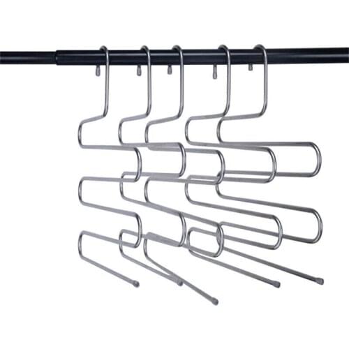Multifunction Stainless Steel Trouser Hanger Storage S-type 5 Layers Pants Organizer Clothing Belt Closet Holder Rack