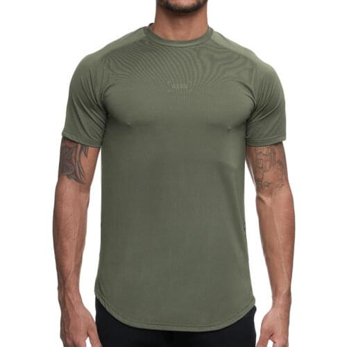 Fitness Shirt Mens Quick Dry Jogging Running T Shirt Short Sleeve Bodybuilding Workout Sportswear Training Sport Gym Tee Shirt