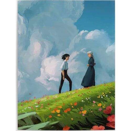 Canvas Wall Art Howls Moving Castle Home Decorative HD Printed Poster Painting Anime Flower Modular Picture Type For Living Room