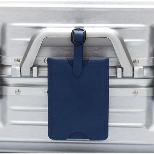 Sky blue Removable PU Leather Luggage Tags Baggage Name Tags Suitcase Address Label Holder Travel Accessories