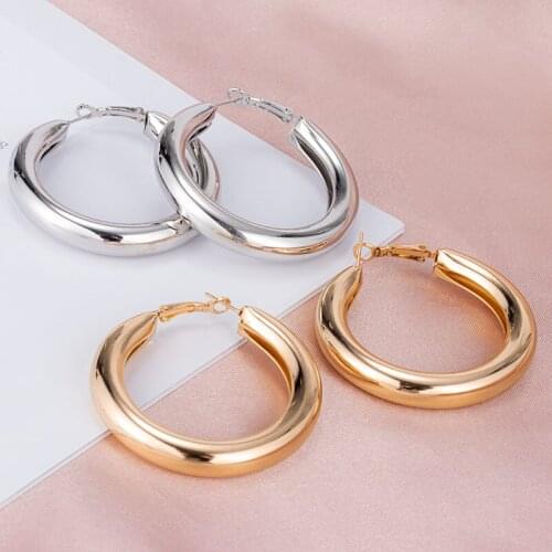 New Bohemian Hoop Earrings Fashion Punk Stainless Steel Earrings Jewelry For Women 2021 Trend Hot Sale Big Round Earrings серьга