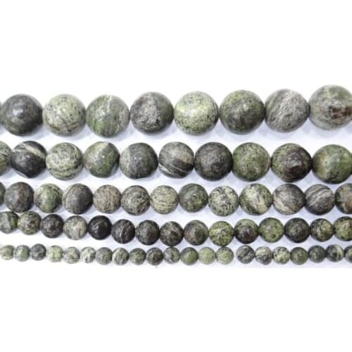 Wholesale Natural Stone Green Zebra Jaspers Round Beads 15" Strand 4 6 8 10 12 MM Pick Size For Jewelry making DIY Bracelet