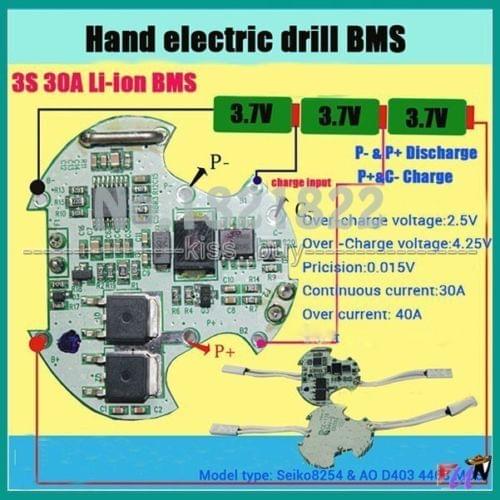 3S 30A BMS 18650 lithium li-ion battery Protection board electric tools drill