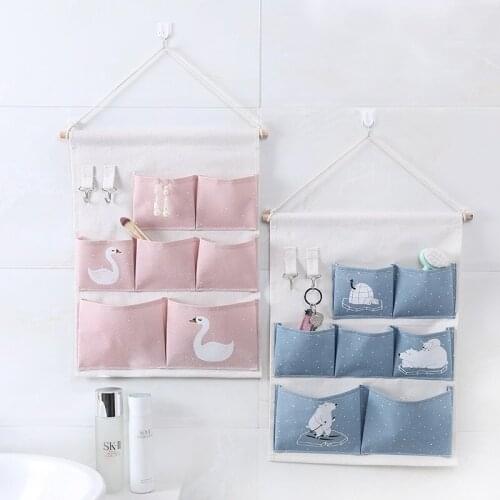 7 Pockets Hanging Storage Bag Wall Mounted Hanging Organizer Pouch Space Saver Sundries Case Bag Home Organizer Container