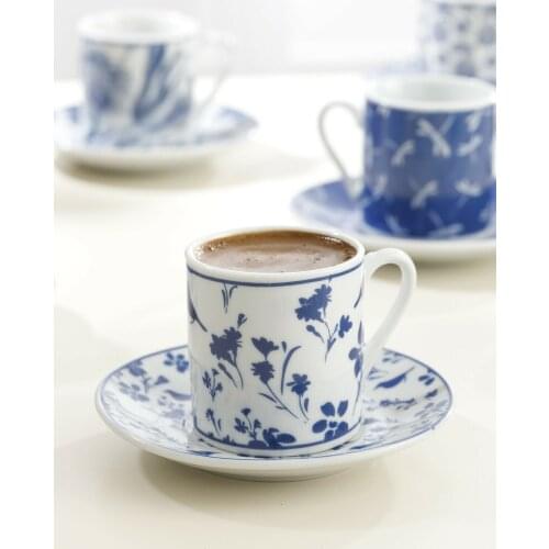 WONDERFUL DRINKING PERFECT English Home Bella Porcelain Set of 6 Coffee Cups 80 Ml Navy Blue FREE SHIPPING FREE SHIPPING