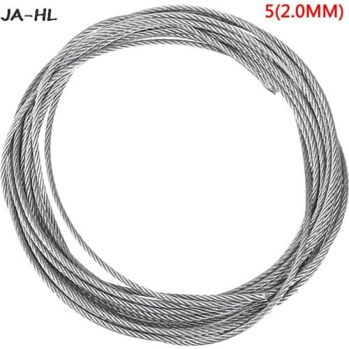 304 Stainless Steel Soft Wire Rope 5m Soft Fishing Lifting Cable Clothesline 7*7 Structure Diameter 0.5mm 1mm-3.0mm Wholesale