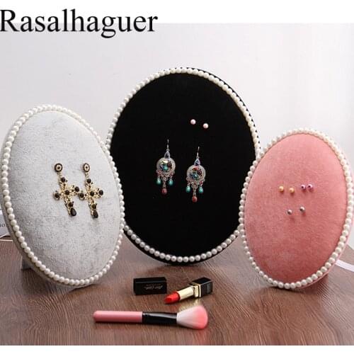 Luxury Velvet Pendant Necklaces Earrings Bust Display Stand Pearl Frame Jewelry Display Organizer For Jewelry Counter Showcase