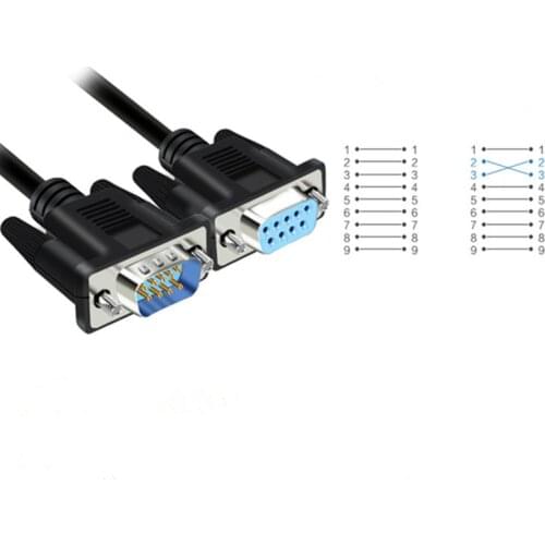 RS232 Female/Female Null Modem Cable DB9 FTA Cross/Straight Connection 9 Pin COM Data Cable Converter Extension Cord