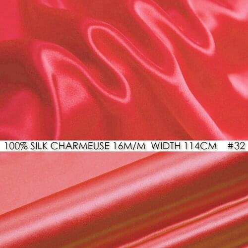 SILK CHARMEUSE SATIN 114cm width 16momme/100% Pure Mulberry Silk Fabric/Patchwork Silk Fabric Sewing Material Tomato NO 32