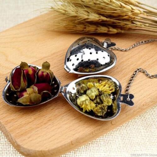 100pcs/lot Stainless Steel Creative Heart Shaped Tea Infuser Strainer Tea Tool