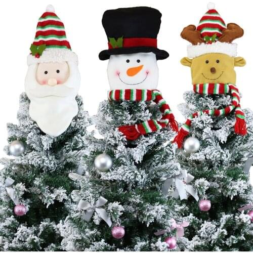 Christmas Tree Topper Decoration Cute Lovely Santa Snowman Elk Holiday Tree Ornament Festival Christmas Tree Top Pendants Decor