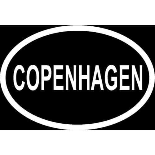 13CM*8.8CM COPENHAGEN CITY COUNTRY CODE OVAL CAR STICKER VINYL DECAL Black Silver C10-01296