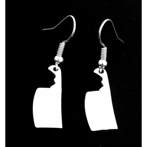 Vintage Handmade Simple Fashion Punk Knife Style Kitchen Knife Dangle Earrings Sword Drop Earrings Samurai Sword Loop Earring