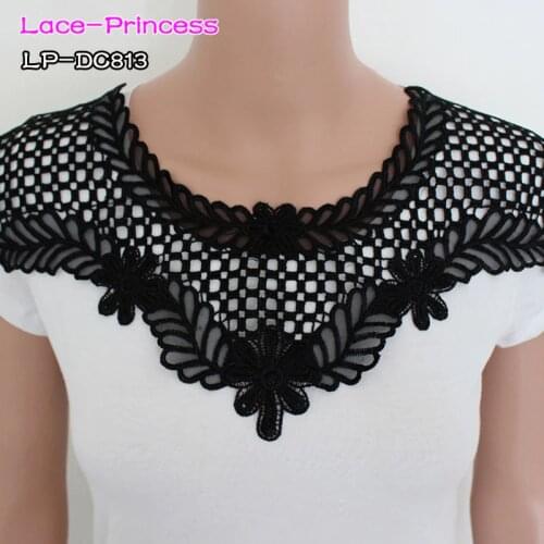 390mm*250MM 2016 Black polyester PU Embroidered venise lace Decorative collar clothing Accessories collar flower DC813