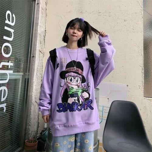 Y2k Kawaii Oversized hoodie Sweatshirts two-dimensional Cartoons long-sleeve sweater autumn Korean loose coat Harajuku style top