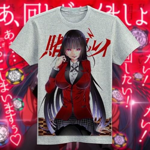 Japanese Anime Kakegurui Compulsive Gambler Cosplay T Shirt Jabami Yumeko 3D Printed Summer T-Shirt Cartoon Top Tee Costume
