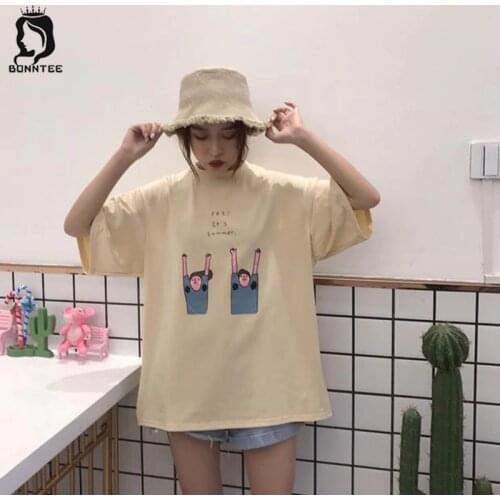Women 5 Quarter Sleeve T-shirt Summer Couple T-shirts Womens Fashion Loose Top Female Chic Breathable Tops Females Korean Style