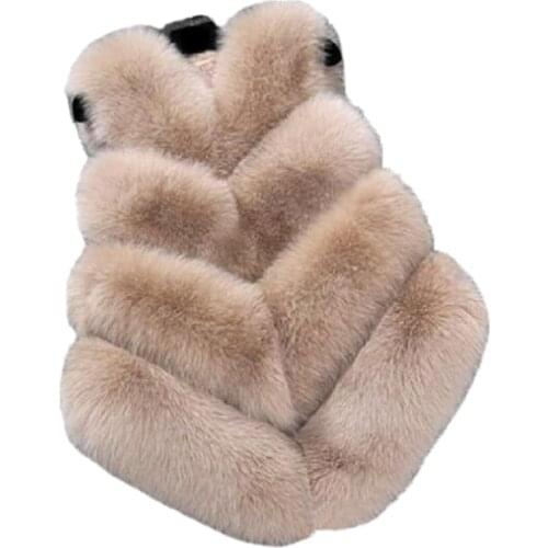 Sleeveless Jacket for Women Fox Fur Vest 2021 Winter Fox Fur Jacket Women Short Artificial Fur Coat Oversized Female Warm Vest
