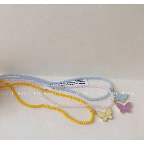 New Bohemian Elegant Rainbow Colorful Butterfly Choker Seed Bead Flower Necklace Statement Chain Necklace for Women New Jewelry