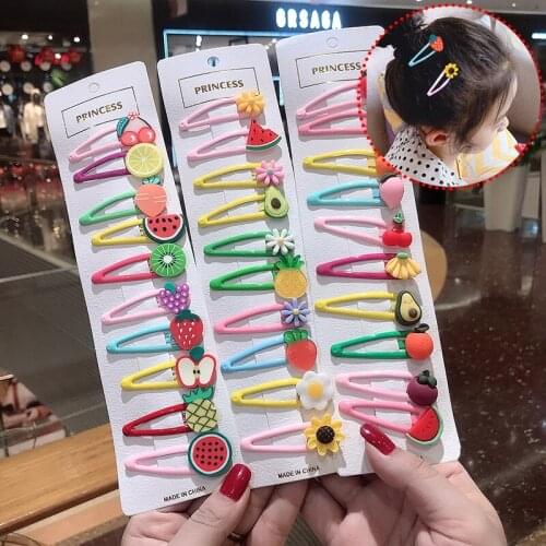 1Set Girls Cute Cartoon Animal Fruit Colorfur Hairpins Children Sweet Hair Clip Kids Barrettes Headband Fashion Hair Accessories