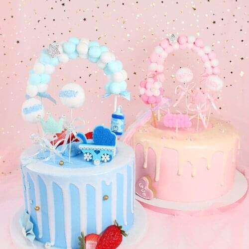 1Pcs Hot Sale Pink Blue Soft Pompom Cloud Cake Topper Baby Shower Birthday DIY Cake Top Flags Decoration Festival Party Supplies