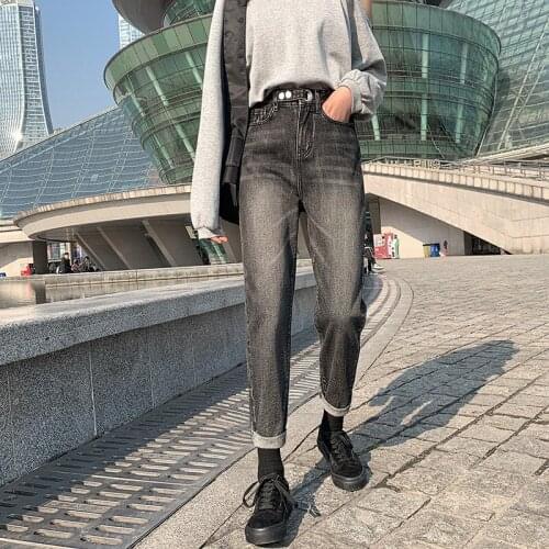 2020 New Vintage Black High Waisted Jeans Plus Size Women Denim Harem Pants Streetwear Spring Fashion Boyfriend Baggy Jeans