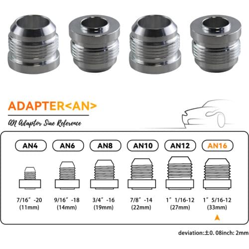 4pcs AN -16 AN16 Male Aluminium Adapter Weld Bung Nitrous Hose Fitting Tank Cell silver