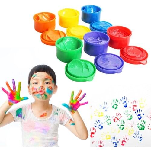 6PCS/Set Children Finger Painting Paints Vibrant Colors Safety Washable Gouache Paint Doodle Set For Kids 6 Colors